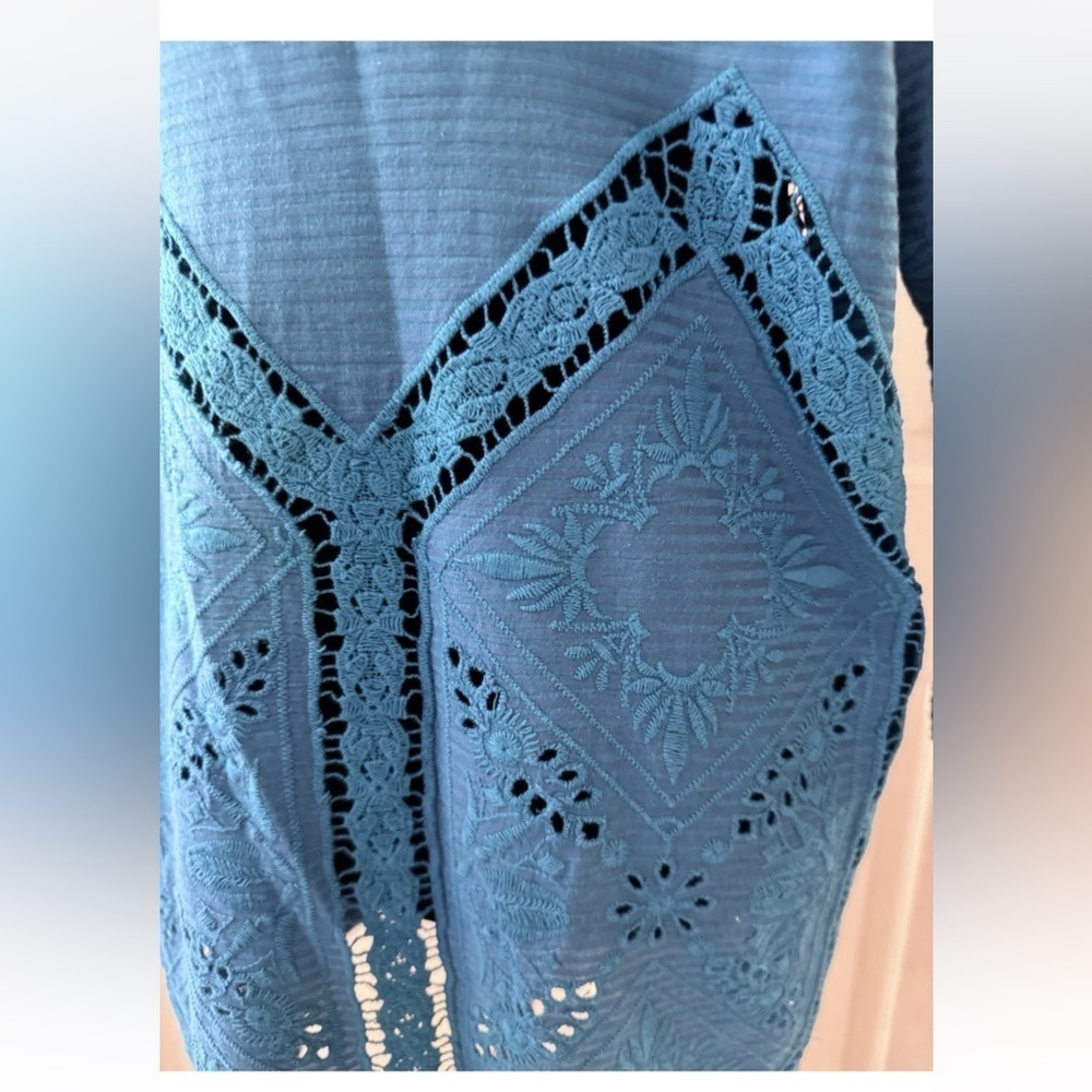 Soft Surroundings Top Nightingale Sz S Blue Beach Swim Cover Boho Vacation - Picture 6 of 10
